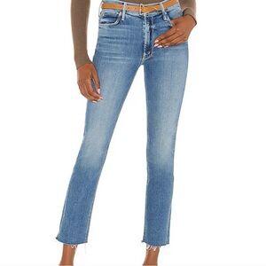 NWT MOTHER The Mid Rise Dazzler Ankle Fray Jeans